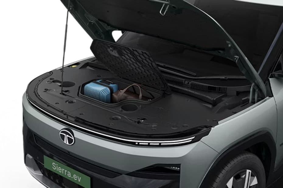 Sierra EV front storage compartment shown with the hood open