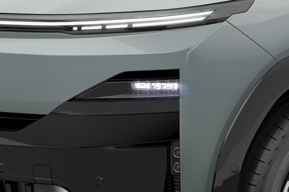 Close-up of Sierra EV LED headlamp and front lighting elements