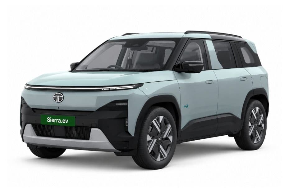 Tata Sierra EV front three-quarter view with sculpted exterior design