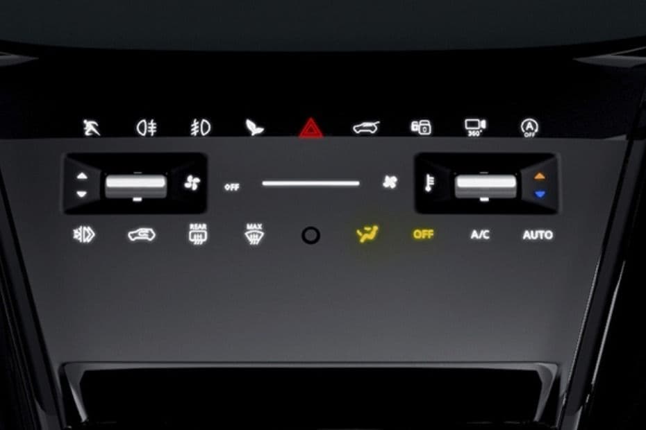 Automatic climate control panel showing temperature and airflow settings