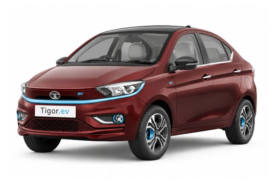 Tigor EV front angle with sculpted body lines and sharp headlamps