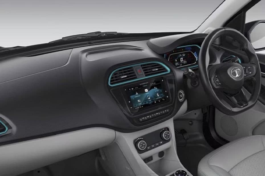 Wide dashboard view with infotainment and central controls